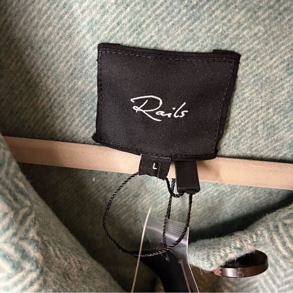 Rails Connie Wool Blend Shirt Jacket Shacket in Kelly Herringbone Size Large NWT - Picture 12 of 16